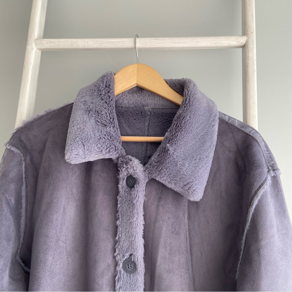 Brandon Thomas Lavender Faux Shearling Coat - Picture 4 of 8